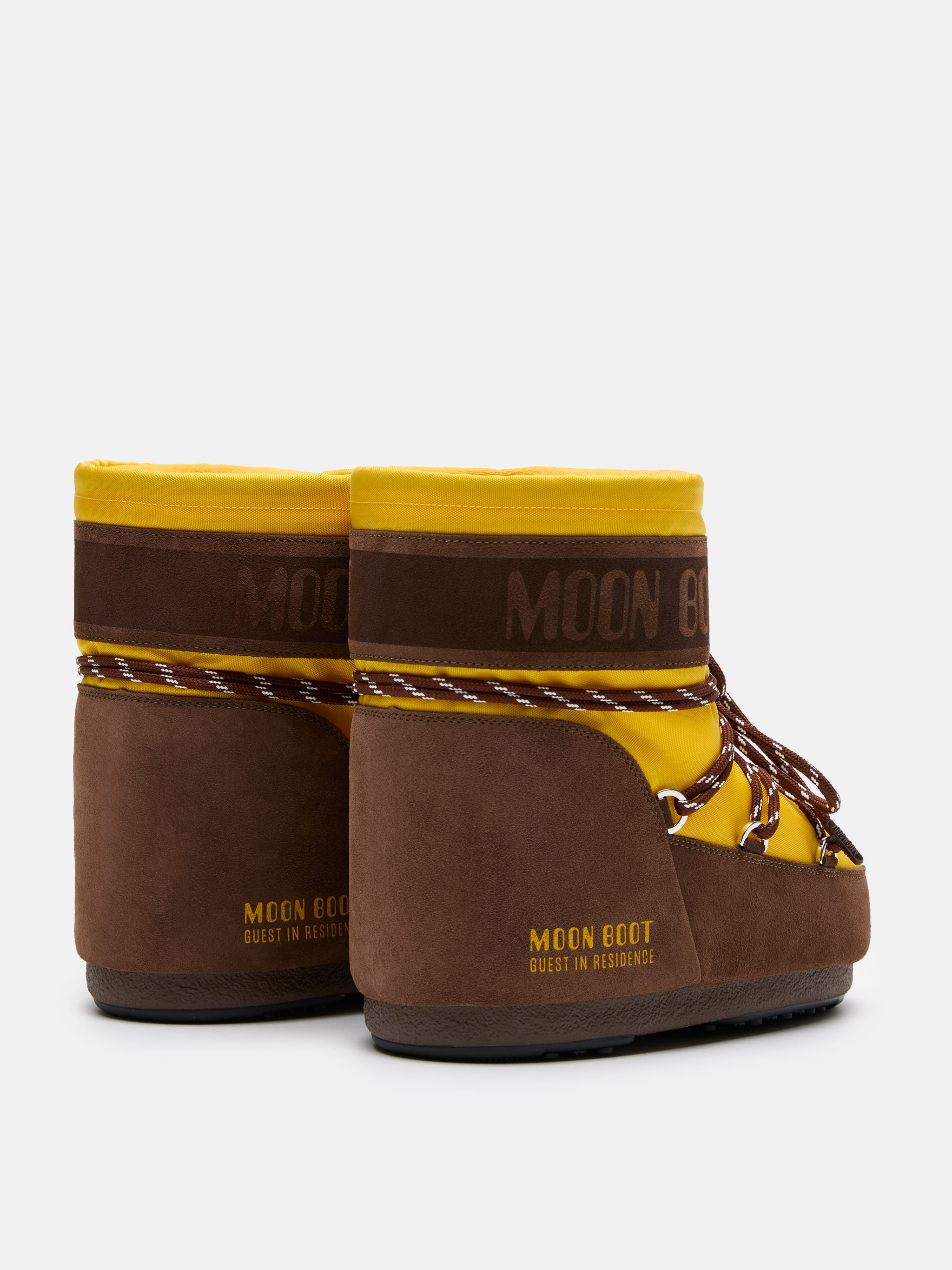 MOON BOOT X GUEST IN RESIDENCE ICON LOW NYLON SUNFLOWER & COCOA BOOTS