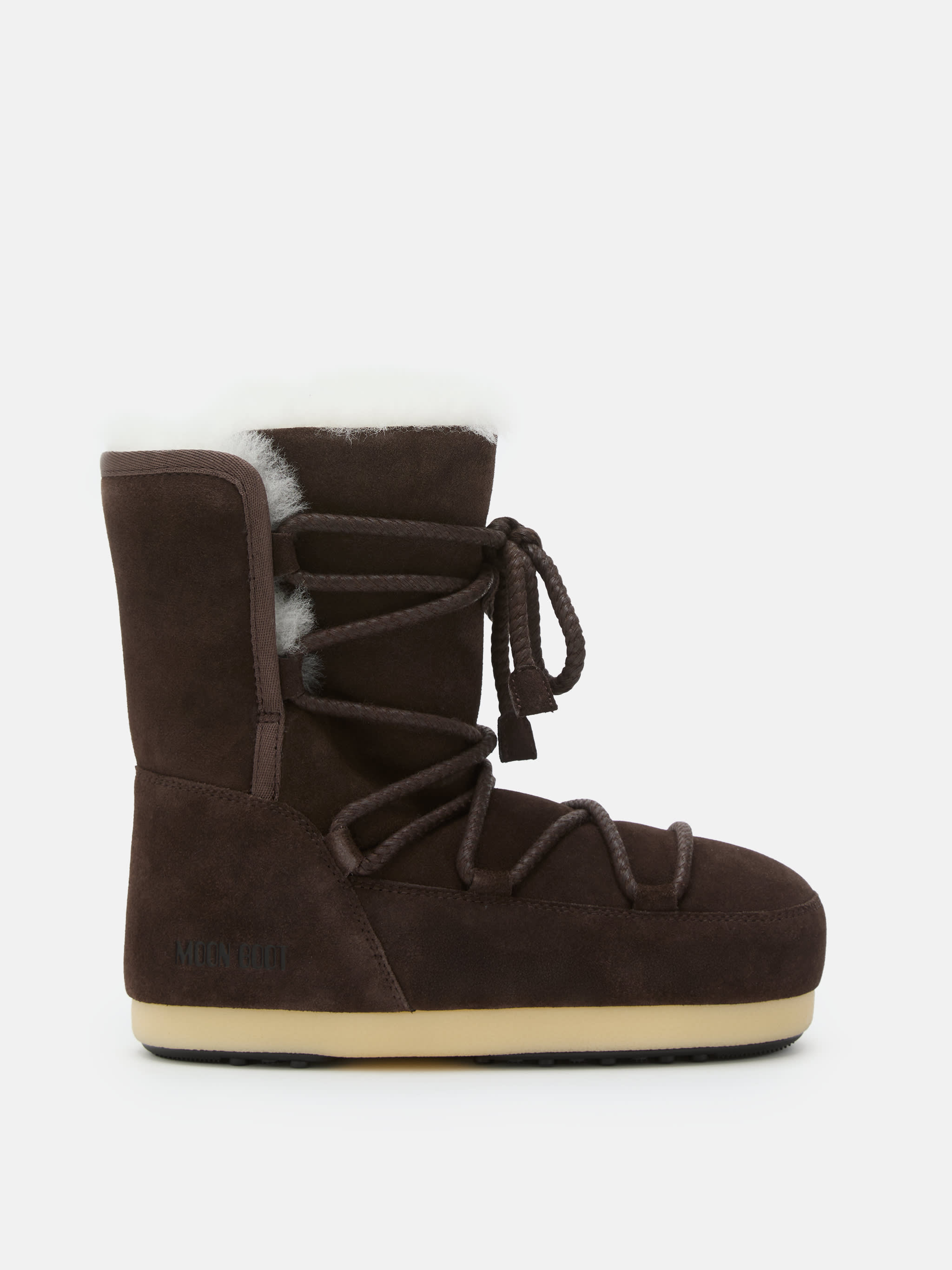 BOTTES EVX EN DAIM MARRON FONCÉ ET SHEARLING