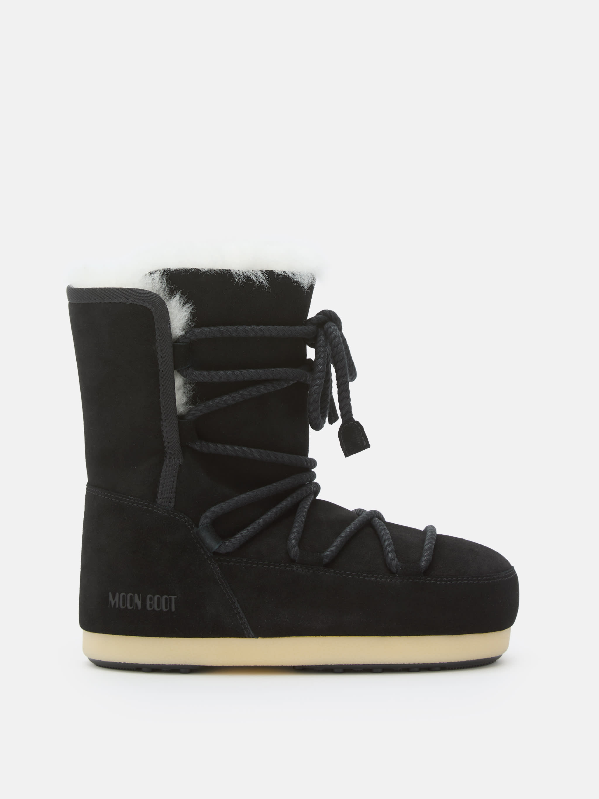 BOTTES EVX EN DAIM NOIR ET SHEARLING