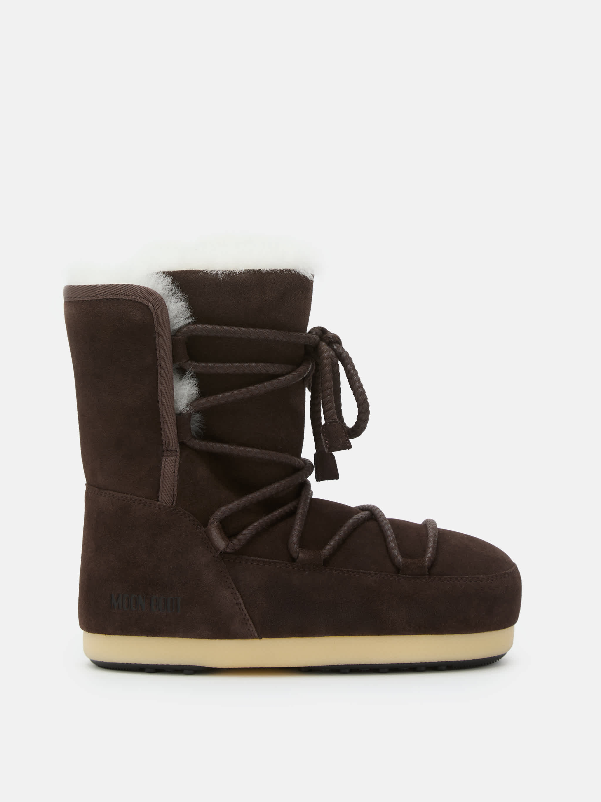 EVX DUNKELBRAUNE STIEFEL AUS VELOURSLEDER UND SHEARLING