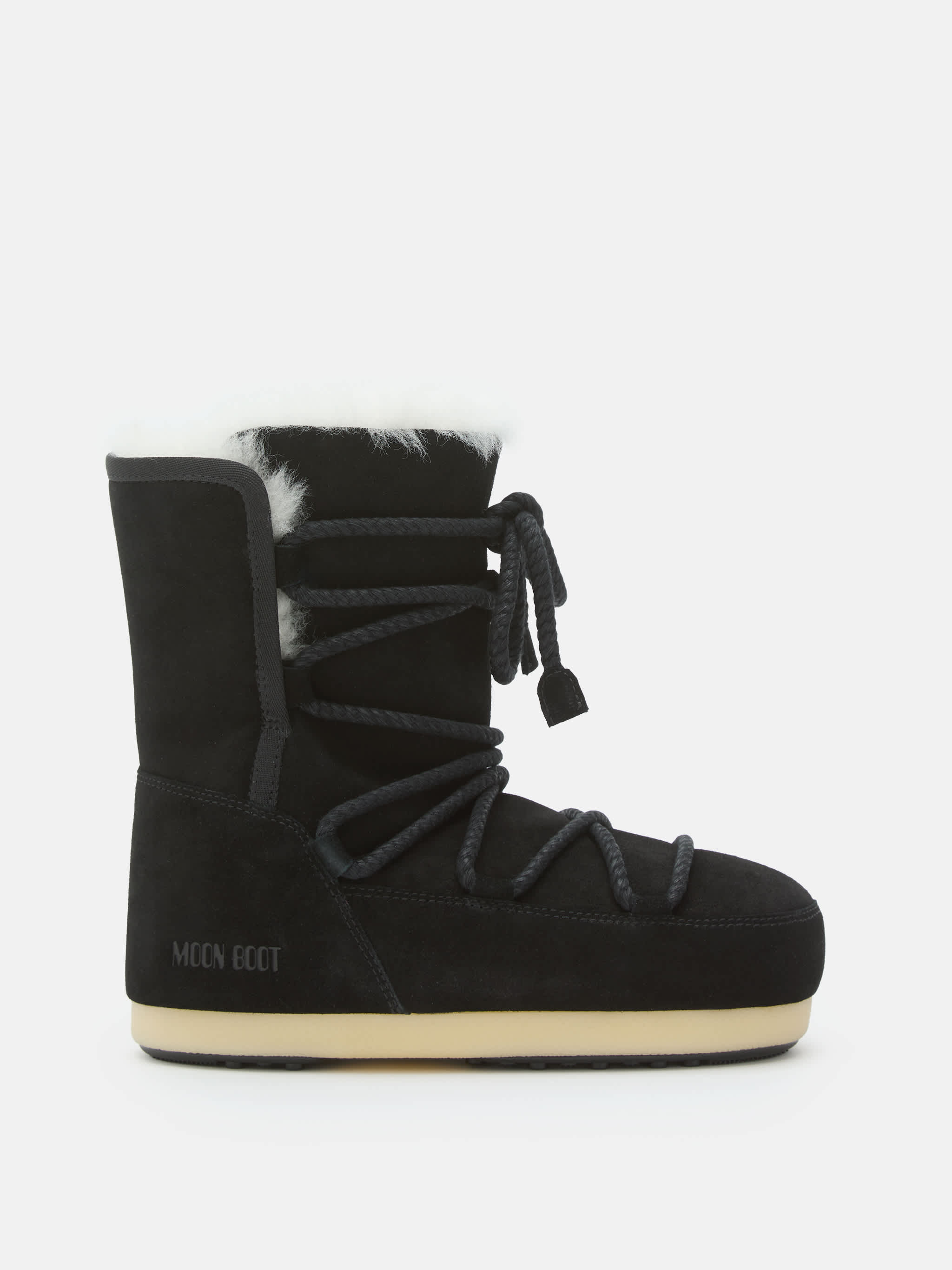 EVX SCHWARZE STIEFEL AUS VELOURSLEDER UND SHEARLING