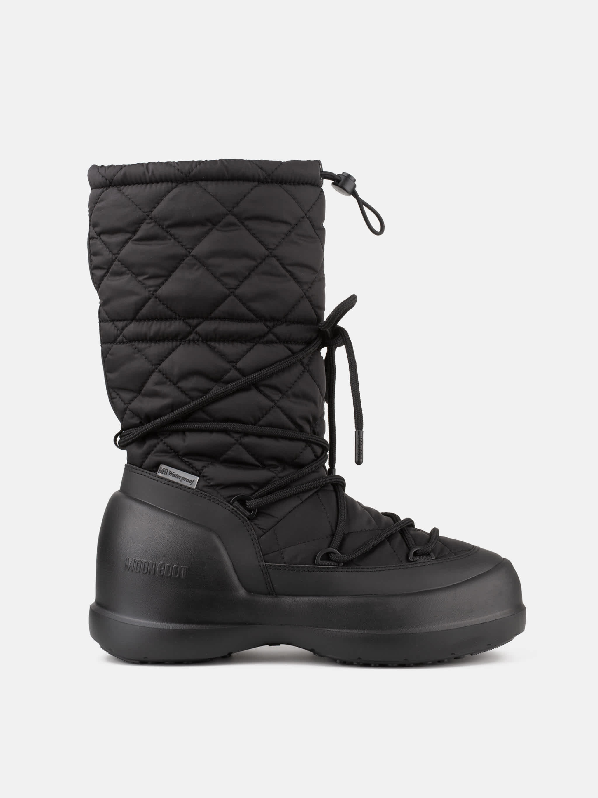 MEZZALUNA BLACK QUILTED HIGH BOOTS