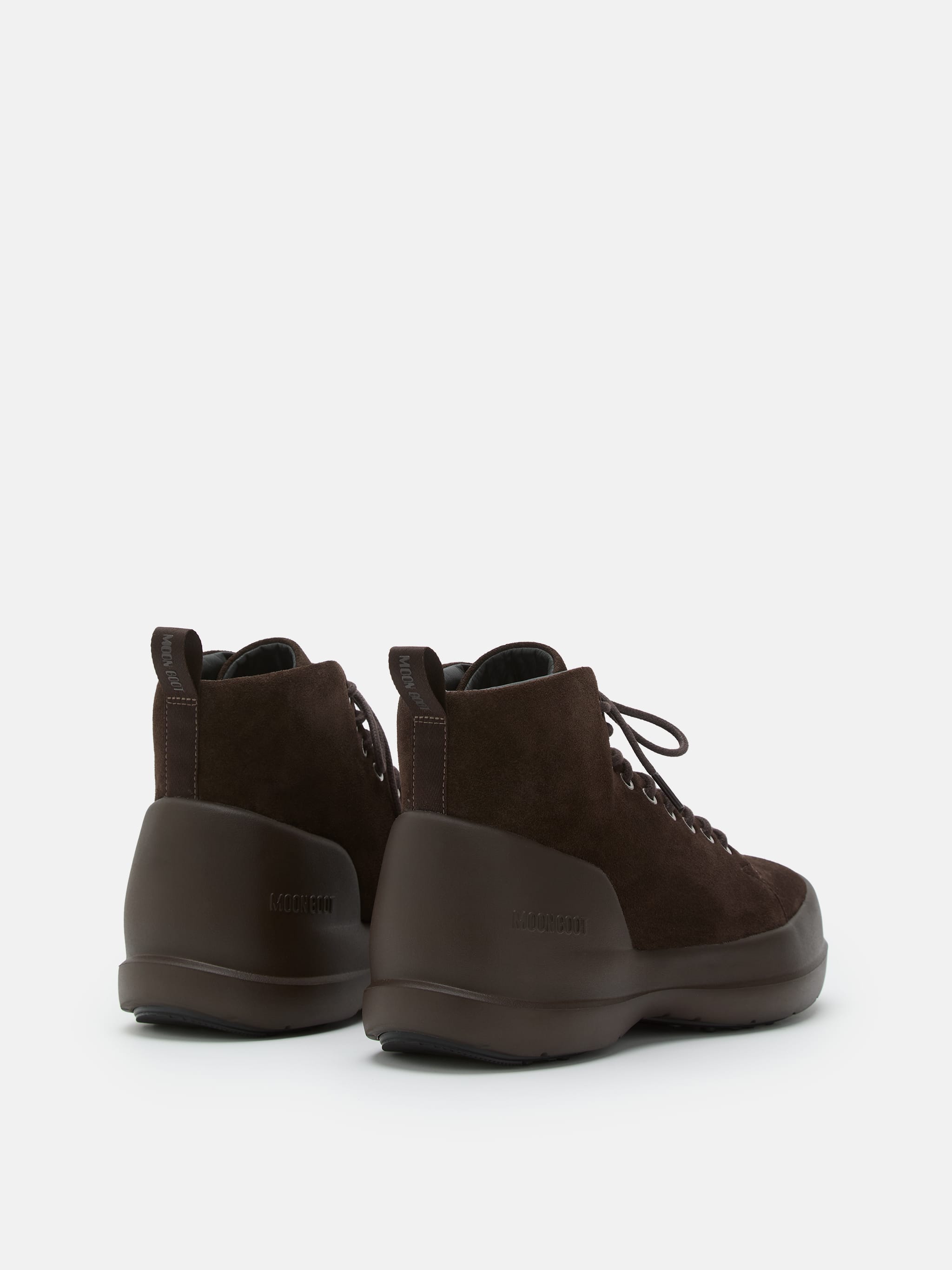 BOTTES MI-HAUTES À LACETS MEZZALUNA EN DAIM MARRON FONCÉ