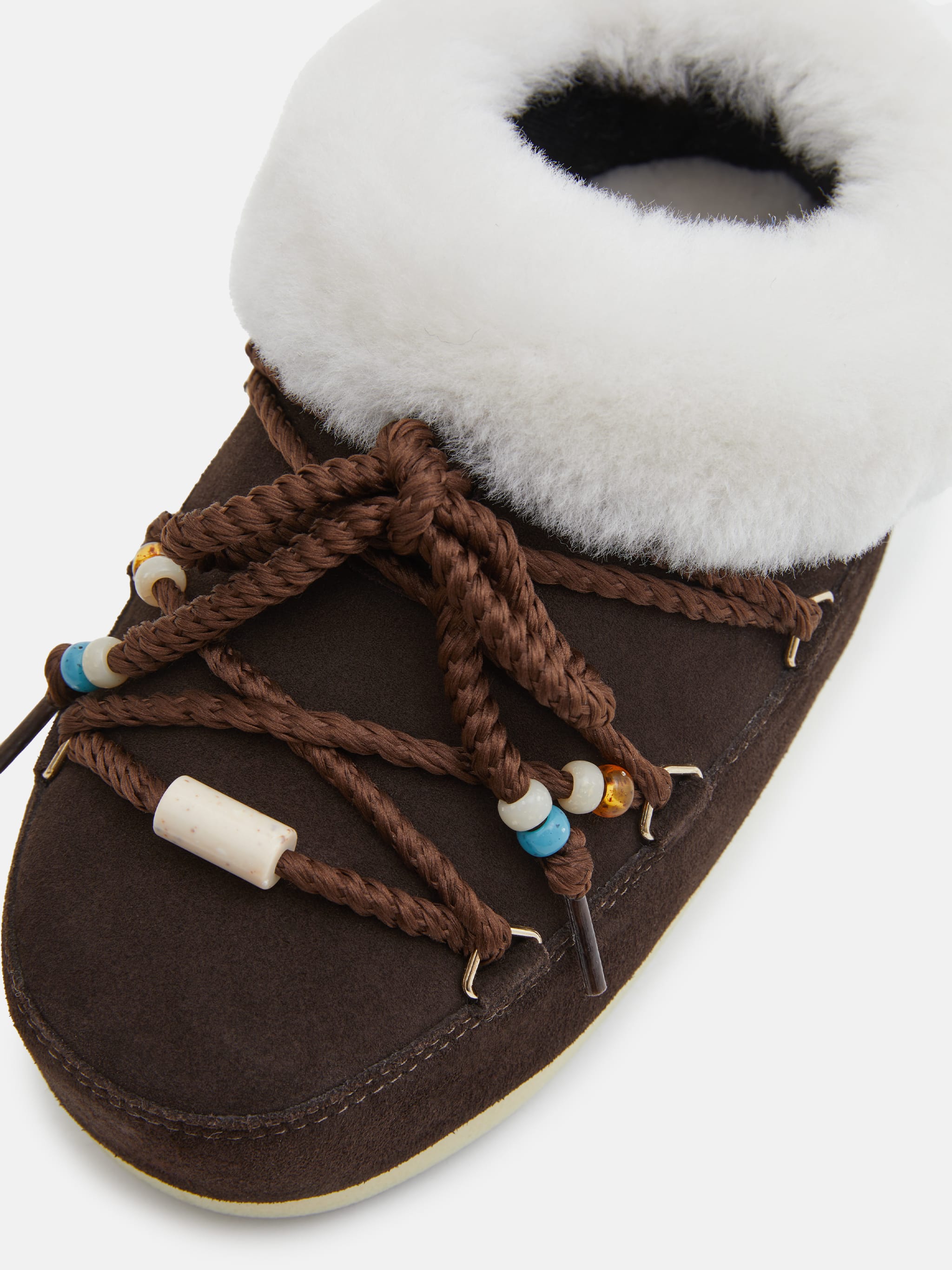 MULE BEADS MARRONE IN PELLE SCAMOSCIATA image number 3