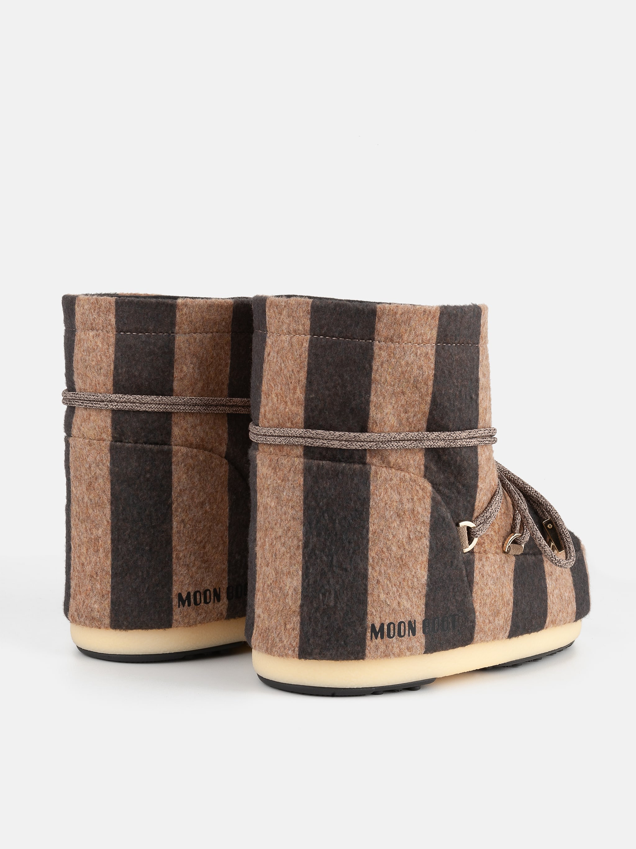 Jacquemus + Moon Boot ICON LOW BEIGE STRIPED FELT BOOTS