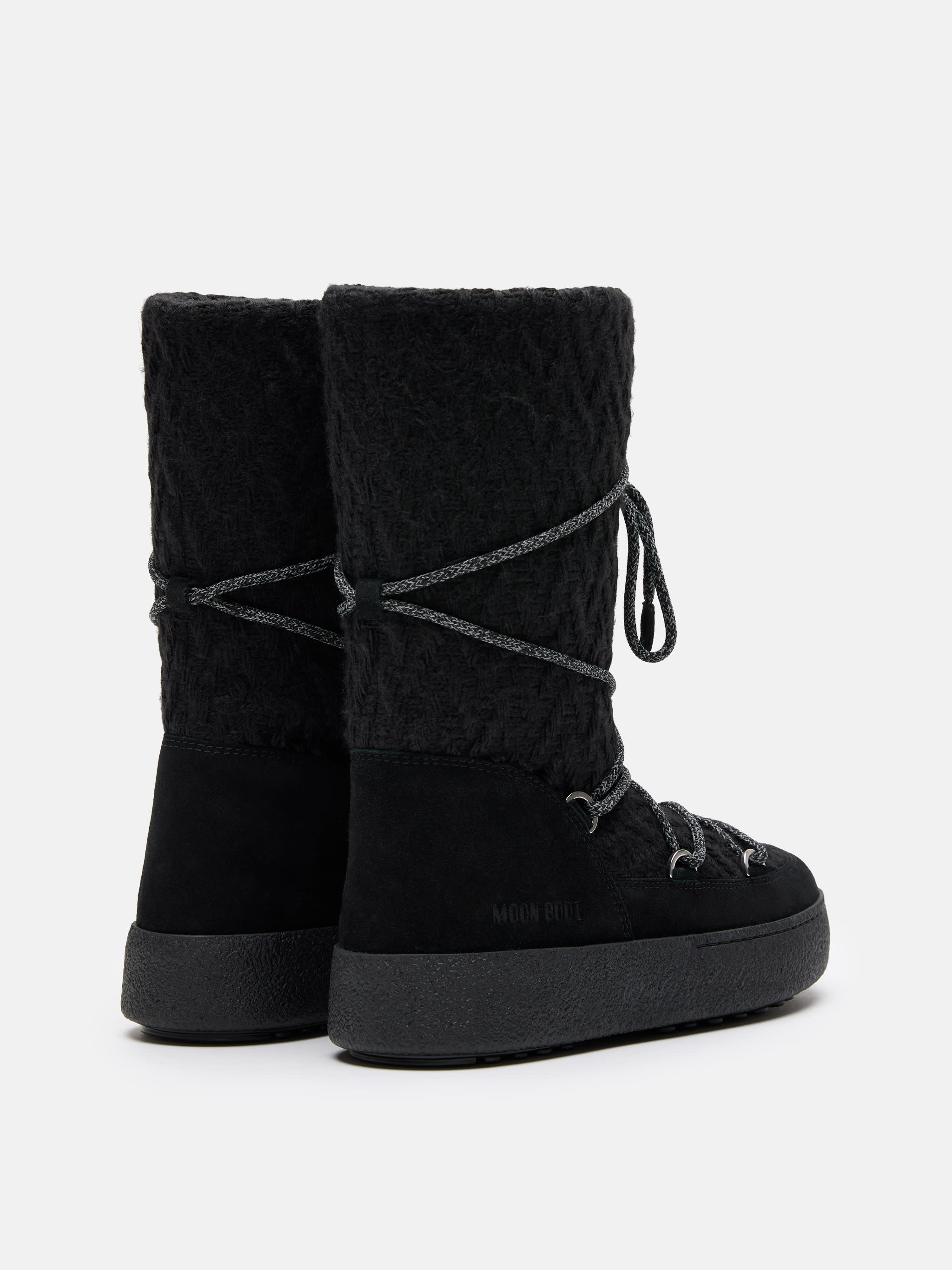 MOON BOOT X GUEST IN RESIDENCE LTRACK BLACK KNIT BOOTS