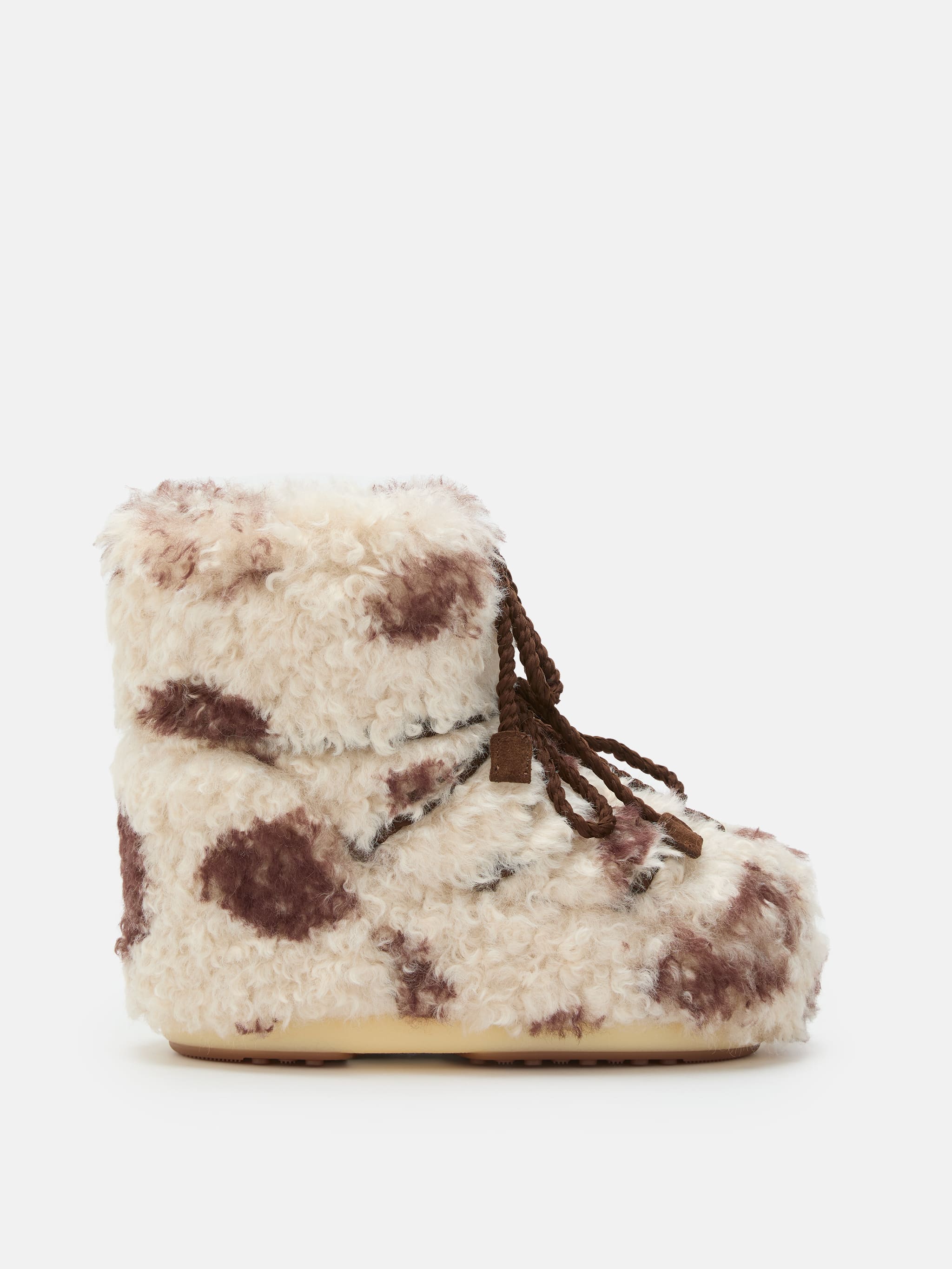 ICON LOW COW PRINT CURLY BOOTS